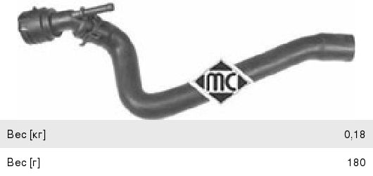 Изображение 1, 09051 Патрубок SKODA Octavia (1U2) (96-10) системы охлаждения METALCAUCHO