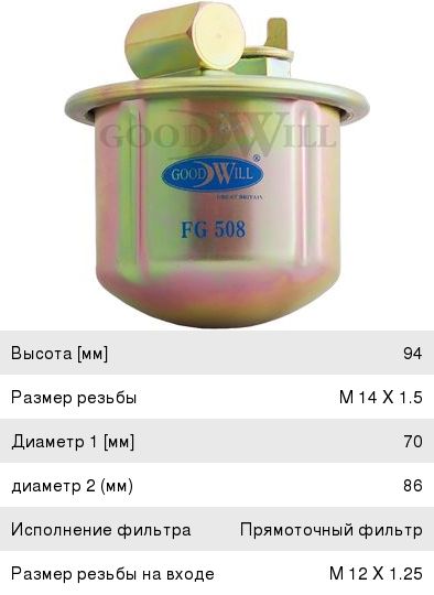 Изображение 1, FG508 Фильтр топливный HONDA Accord (90-97) GOODWILL