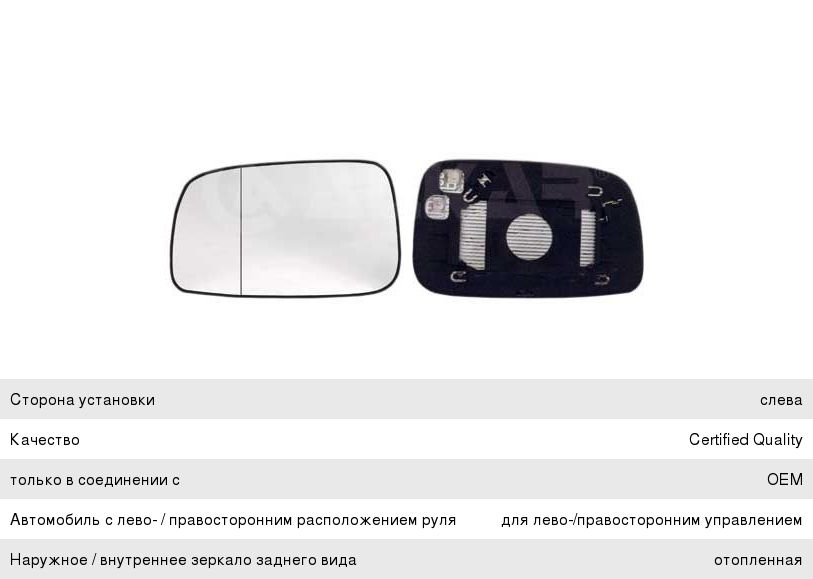 Элемент зеркальный TOYOTA Avensis (03-) левый