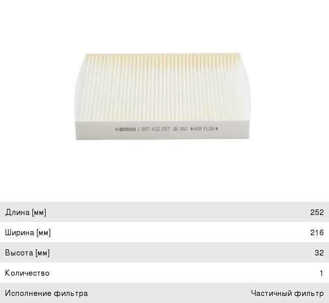 Фильтр воздушный салона VW Polo AUDI A2 SEAT Ibiza SKODA Fabia BOSCH