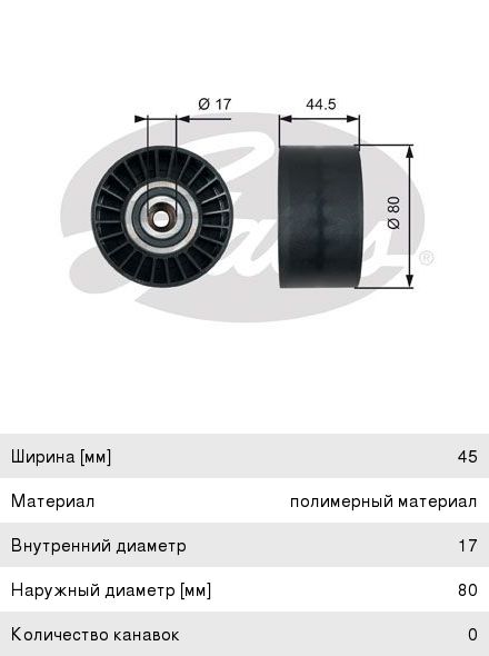 Изображение 1, T36509 Ролик приводного ремня MERCEDES Actros, Axor дв.OM501, 502 натяжителя (пластик) GATES