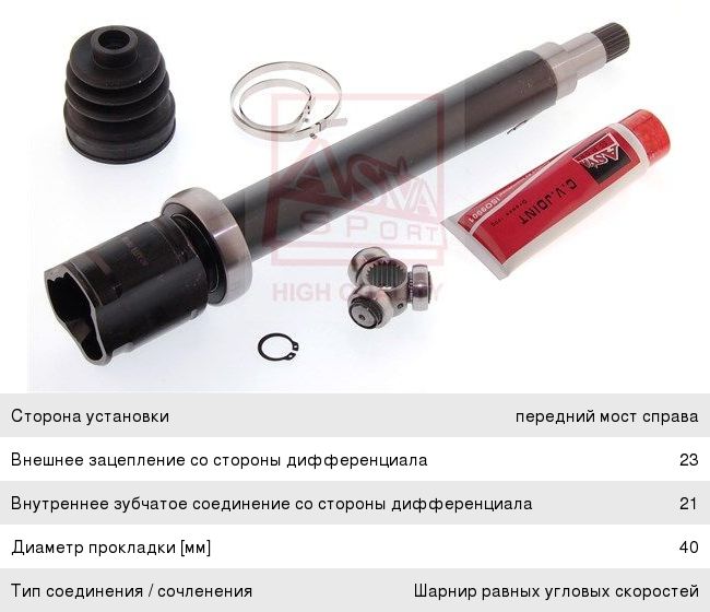 ШРУС внутренний FORD Focus правый ASVA - FDIR-FUSB - купить в ...