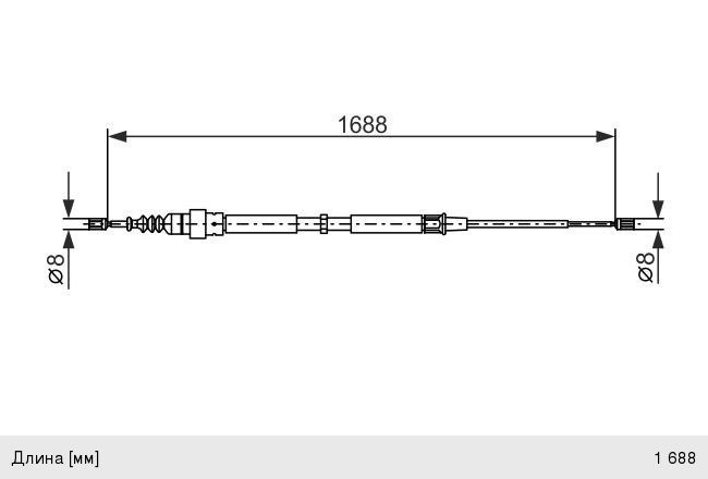 Трос стояночного тормоза VW Bora (98-05) AUDI A3 (96-03) SKODA Octavia (96-10) задний BOSCH