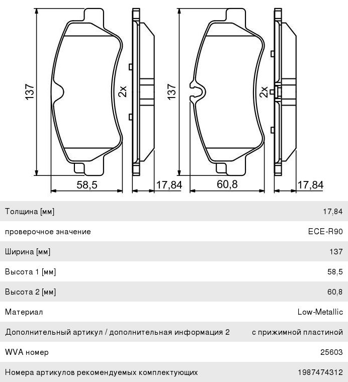 Колодки тормозные FORD Transit (14-) задние (4шт.) BOSCH