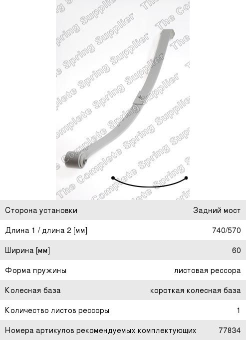 Изображение 1, 5895013 Рессора VW Caddy (04-15) задняя LESJOFORS