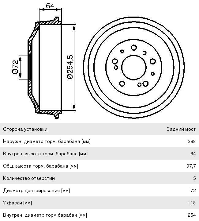 Барабан тормозной PEUGEOT Boxer CITROEN Jumper FIAT Ducato задний комплект BOSCH