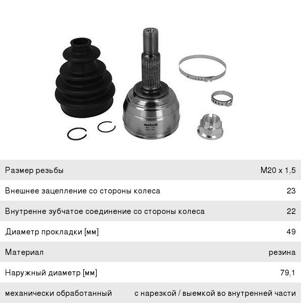 Изображение 1, 15-1634 ШРУС наружный NISSAN Micra (02-10) комплект METELLI