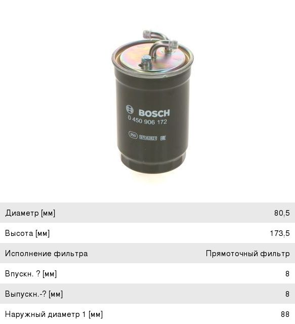 Фильтр топливный VW FORD HONDA LAND ROVER (D, TD) BOSCH