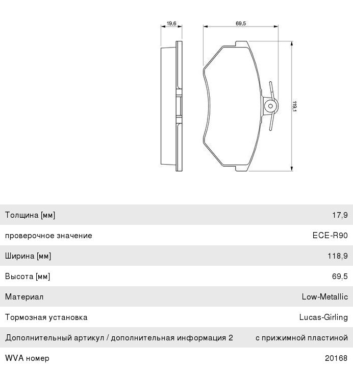 Колодки тормозные VW Passat B3, B4 AUDI 80 передние (4шт.) BOSCH