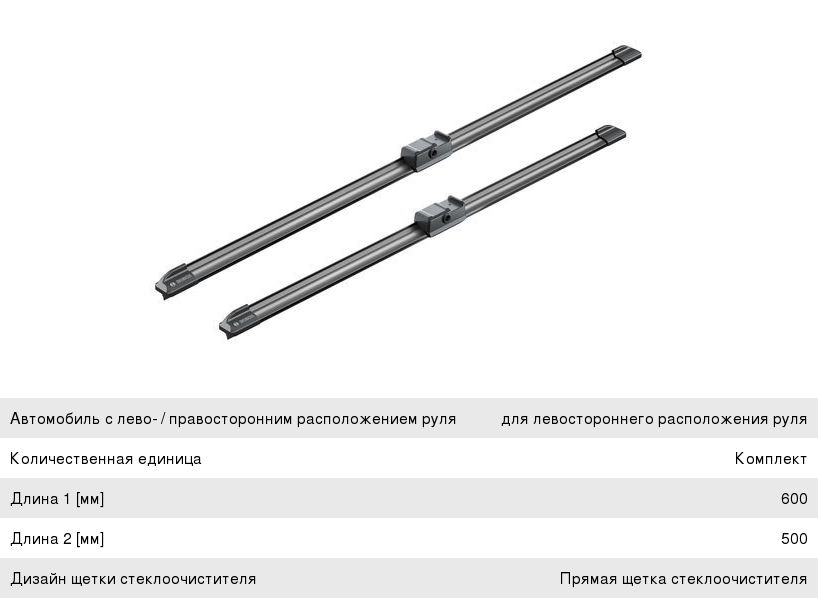Щетка стеклоочистителя BMW X5 (E70), X6 (E71) (08-) 600500мм комплект Aerotwin BOSCH