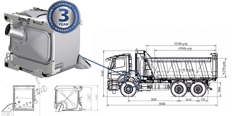 Глушители для КАМАЗ с двигателями Daimler-OM457LA