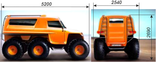 Габаритные размеры снегоболотохода Литвина